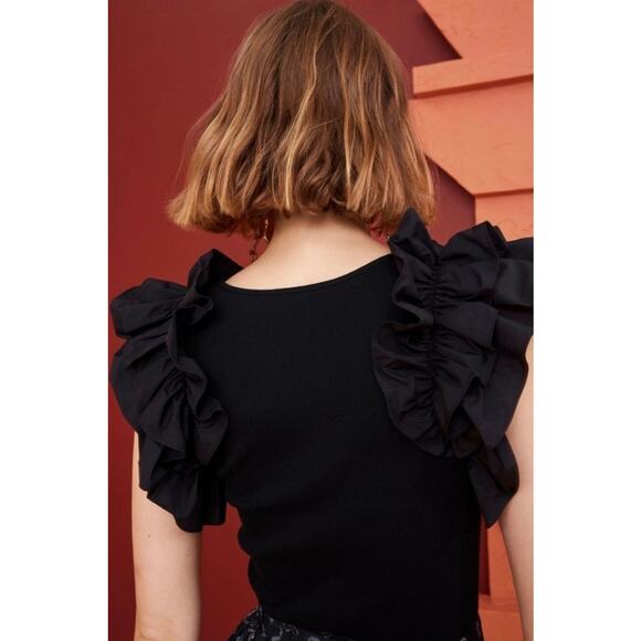 Ulla Johnson Black Ruffle Sleeve Blouse - Picture 6 of 10